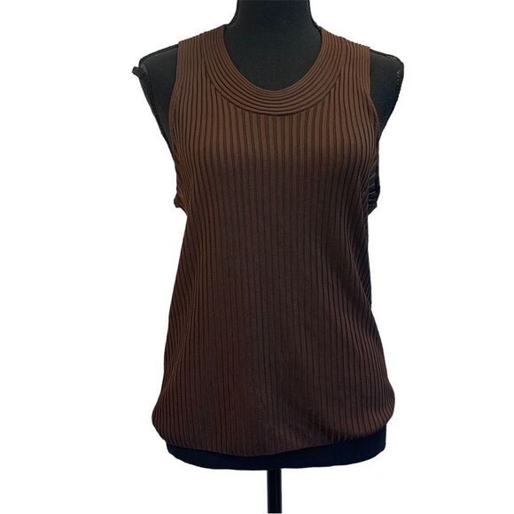 MANGO brown knit tank top Sz M - Picture 1 of 9